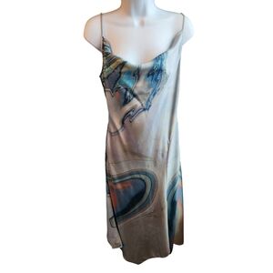 Simkhai Nelli Slip Blue Agate Tie Dye Print Midi Dress Size 6